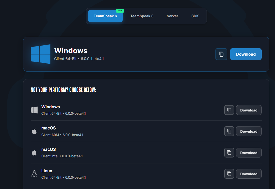 teamspeak-downloads page